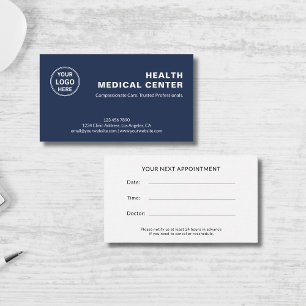 Healthcare Clinic Doctor Navy Blue Professional  Appointment Card