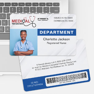 Healthcare Custom Employee Badge   ID Card, Photo ID Badge