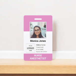 Healthcare Employee Photo ID Pink Badge
