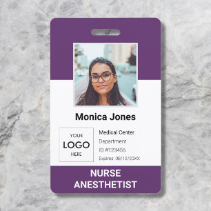 Healthcare Employee Photo ID Purple ID Badge
