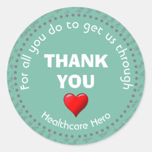 Healthcare Hero Customisable AQUA Thank You Classic Round Sticker