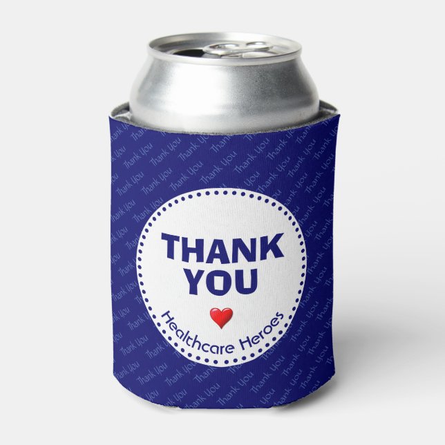 Healthcare Heroes THANK YOU Customisable BLUE Can Cooler (Can Front)
