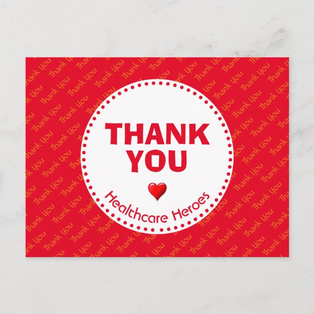 Healthcare Heroes THANK YOU Customisable Postcard (Front)