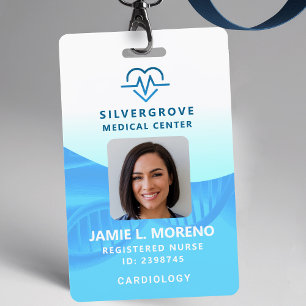 Healthcare Medical Heart Logo Aqua Photo Nurse ID ID Badge
