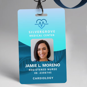 Healthcare Medical Heart Logo Teal Photo Nurse ID Badge