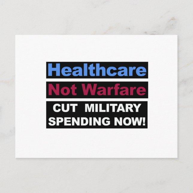 Healthcare Not Warfare Postcard (Front)