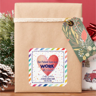 healthcare patient care is a work of heart carer square sticker