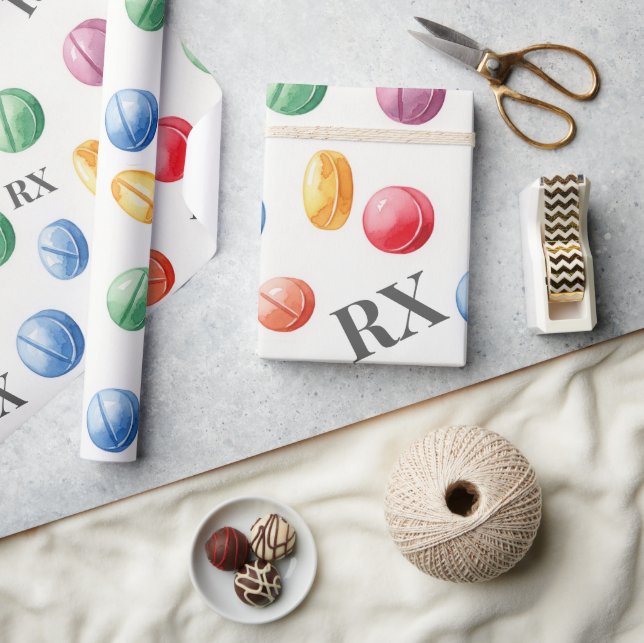 Healthcare & Pharmacy Colourful RX Pills Wrapping Paper (Crafts)