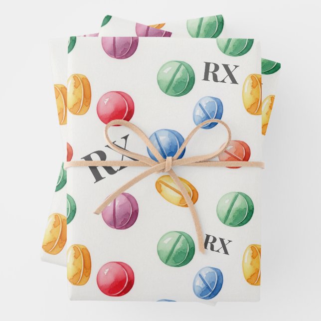 Healthcare & Pharmacy Colourful RX Wrapping Paper Sheet (In situ)