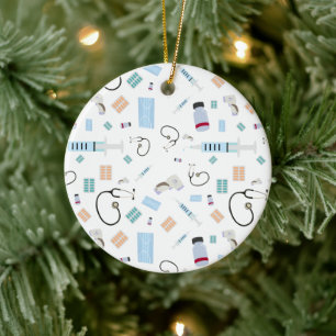 Healthcare Physician Medical Supplies Pattern Ceramic Tree Decoration