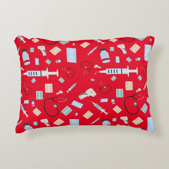 Healthcare Physician Medical Supplies Pattern Decorative Cushion (Front)