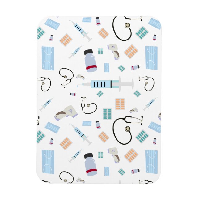 Healthcare Physician Medical Supplies Pattern Magnet (Vertical)