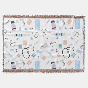 Healthcare Physician Medical Supplies Pattern Throw Blanket
