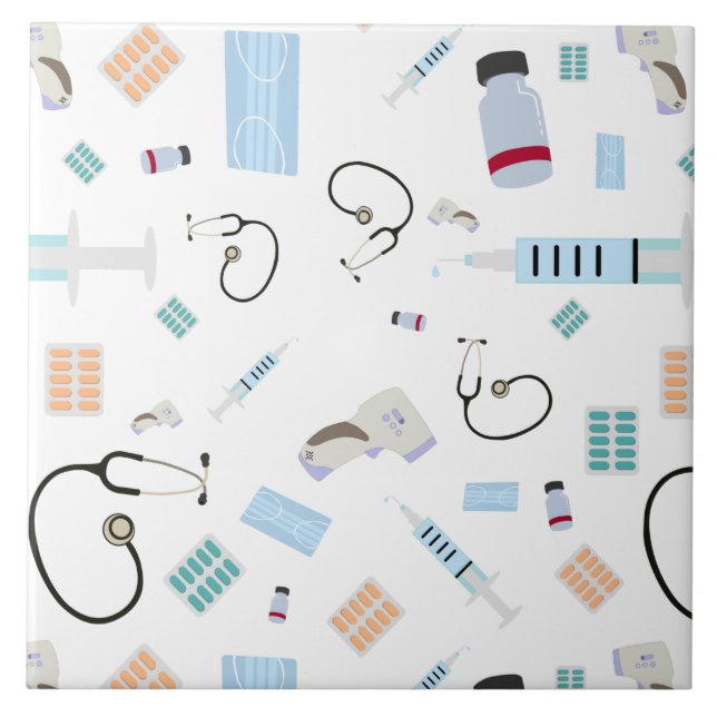 Healthcare Physician Medical Supplies Pattern Tile (Front)