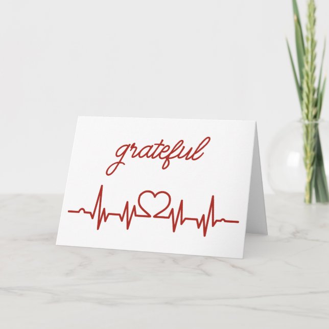 Healthcare Staff Heartbeat Thank You Card (Front)