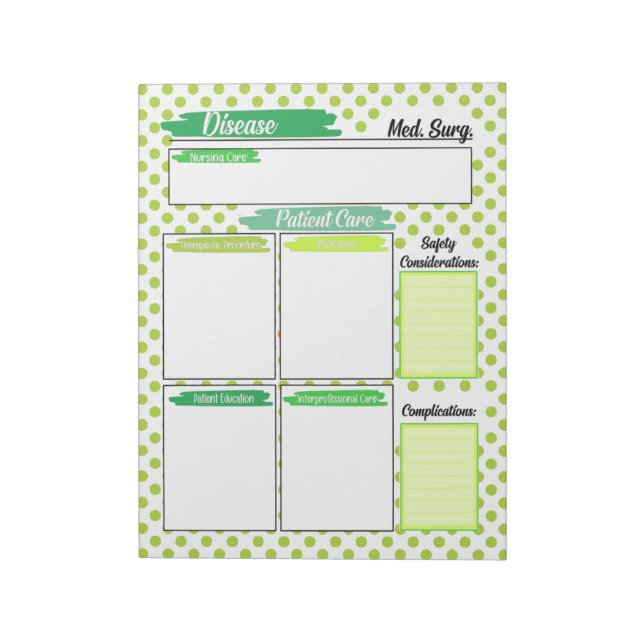 Healthcare Student Medical Surgical Template Notepad (Rotated)