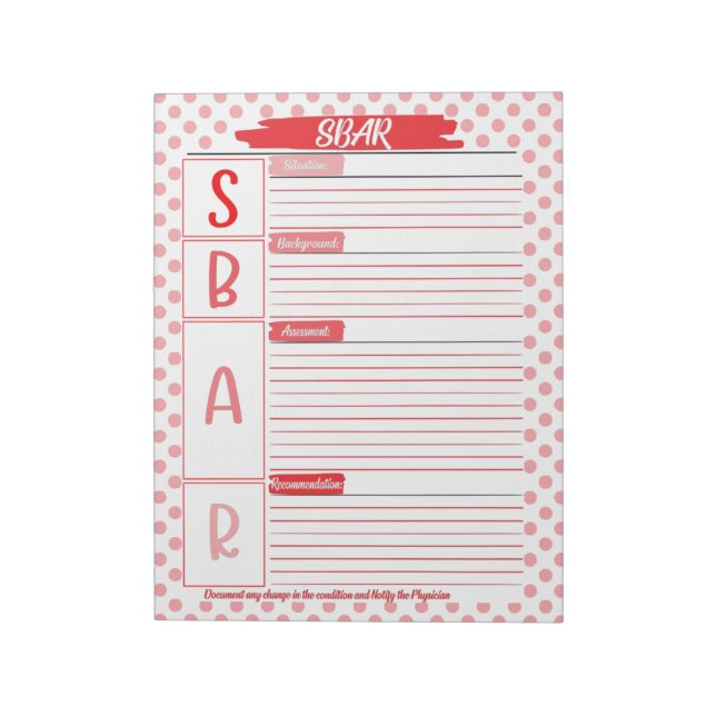 Healthcare Student SBAR Template Notepad (Rotated)
