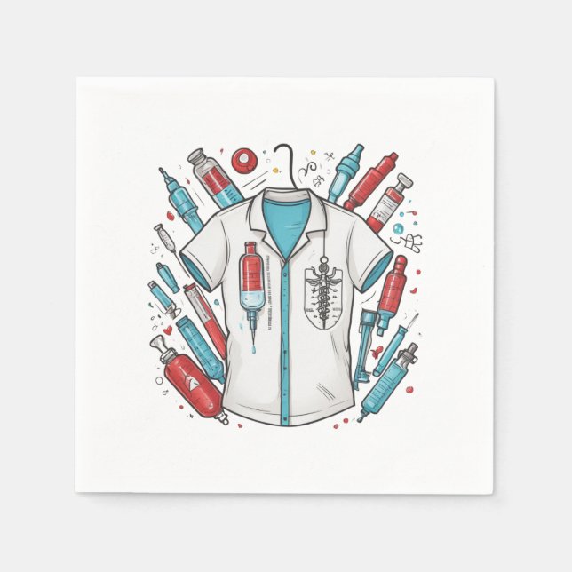 Healthcare Themed Napkins – Syringe & Vial (Front)