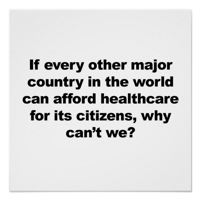 Healthcare, why can't we? Protest Sign. Poster (Front)