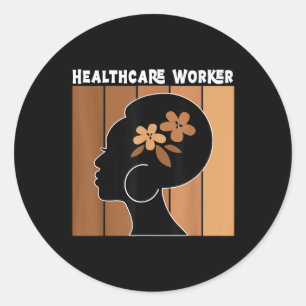 Healthcare Worker Afro African American Black Hist Classic Round Sticker