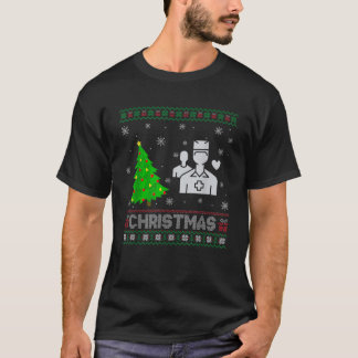Healthcare Worker Xmas Tree Lighting Ugly Christma T-Shirt