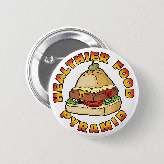 Healthier Food Pyramid 6 Cm Round Badge (Front & Back)