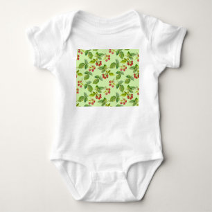 Healthy Berry: Raspberry Seamless Background. Baby Bodysuit