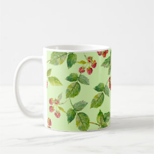 Healthy Berry: Raspberry Seamless Background. Coffee Mug
