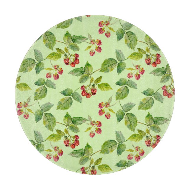 Healthy Berry: Raspberry Seamless Background. Cutting Board (Front)