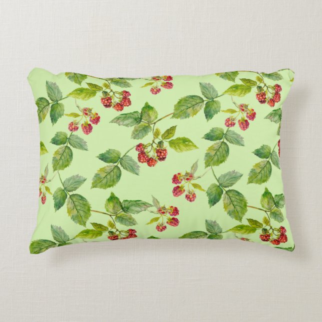 Healthy Berry: Raspberry Seamless Background. Decorative Cushion (Front)