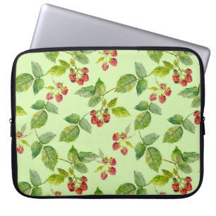 Healthy Berry: Raspberry Seamless Background. Laptop Sleeve