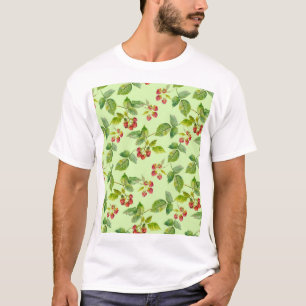 Healthy Berry: Raspberry Seamless Background. T-Shirt