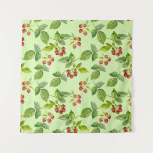 Healthy Berry: Raspberry Seamless Background. Tapestry