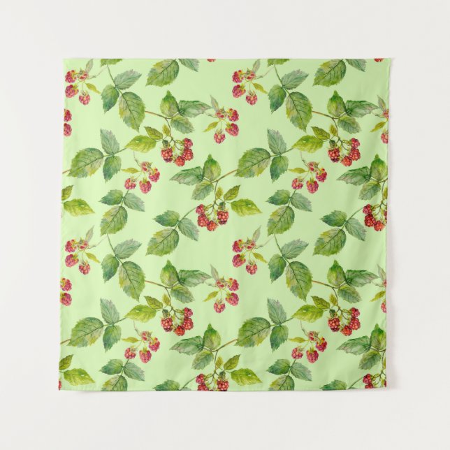Healthy Berry: Raspberry Seamless Background. Tapestry (Front)