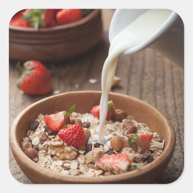 Healthy breakfast square sticker (Front)