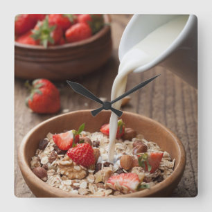 Healthy breakfast square wall clock