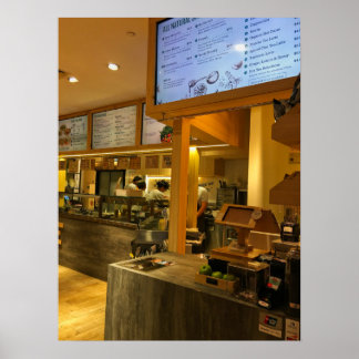 Healthy Café Interior with Smoothie and Salad Bar Poster