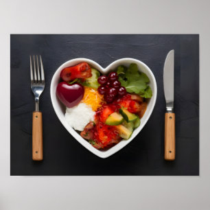 Healthy Diet Food with Heart Bowl Poster