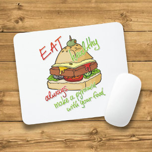 Healthy eating burger pyramid mouse mat