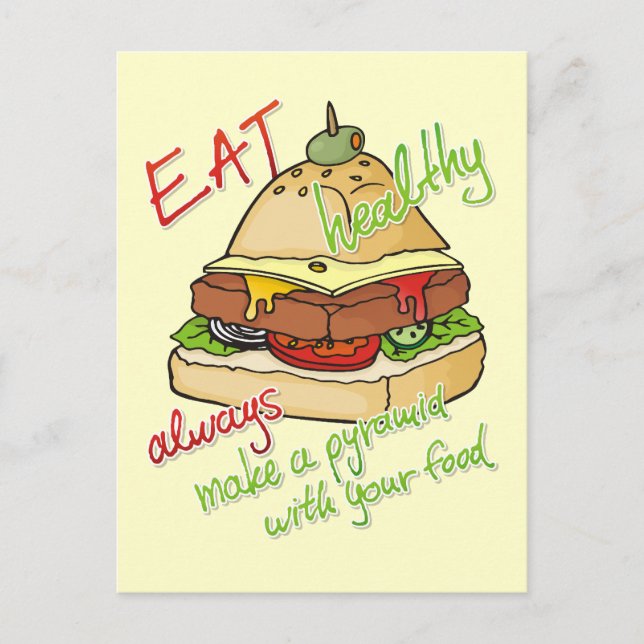 Healthy eating burger pyramid postcard (Front)
