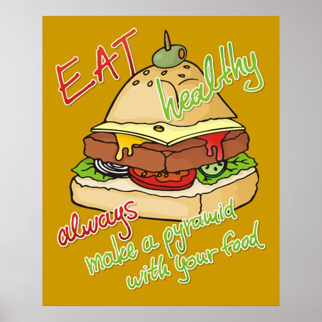 Healthy eating burger pyramid poster (Front)