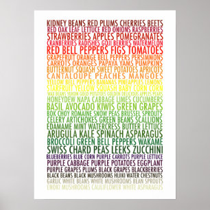 Healthy Eating Rainbow Fruits and Vegetables Text Poster