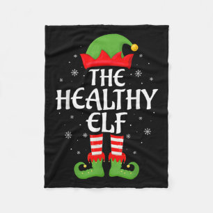 Healthy Elf Xmas Family Matching Elf Squad Christm Fleece Blanket