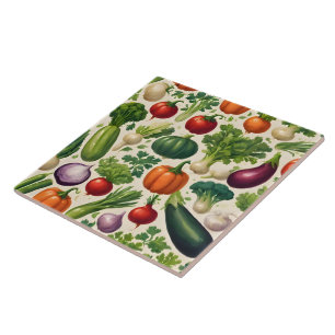 Healthy Food Happy Vegetables Trendy Collection Tile