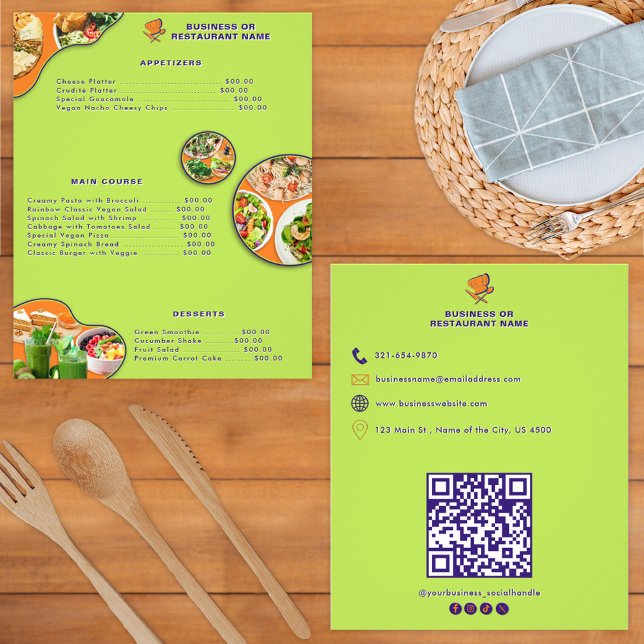 Healthy Food Menu and Price List Vegan Restaurant  (Creator Uploaded)