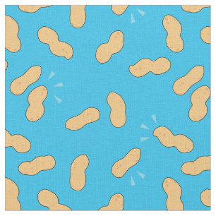 Healthy Food Peanut Pattern on Blue Fabric