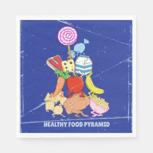 Healthy food pyramid funny cartoon illustration napkin