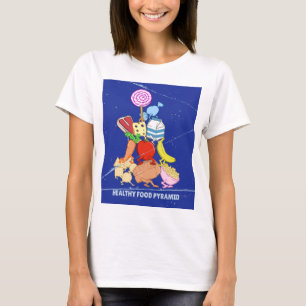 Healthy food pyramid funny cartoon illustration T-Shirt