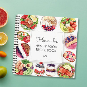 Healthy Food Watercolor Recipe Cookbook Notebook