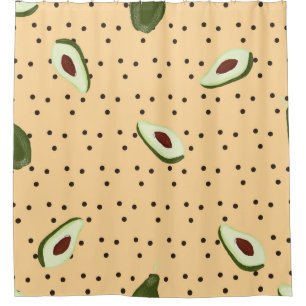 Healthy foods. Seamless avocado pattern, avocado Shower Curtain